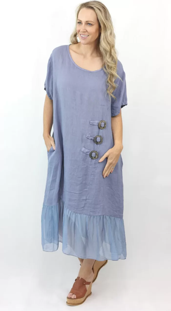 Fabuler - Willow Dress - Steel Blue - Sold here at Fushia Belle Boutique