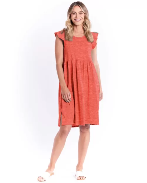 Frill Dress - Betty Basics - Clay - Front View - Sold here at Fushia Belle Boutique