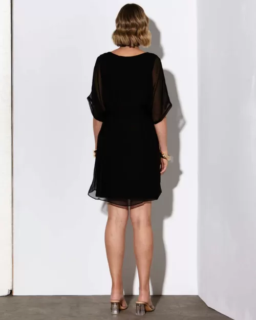 Summer Fever Silk Dress - Fate & Becker - Black - Back View - Sold here at Fushia Belle Boutique