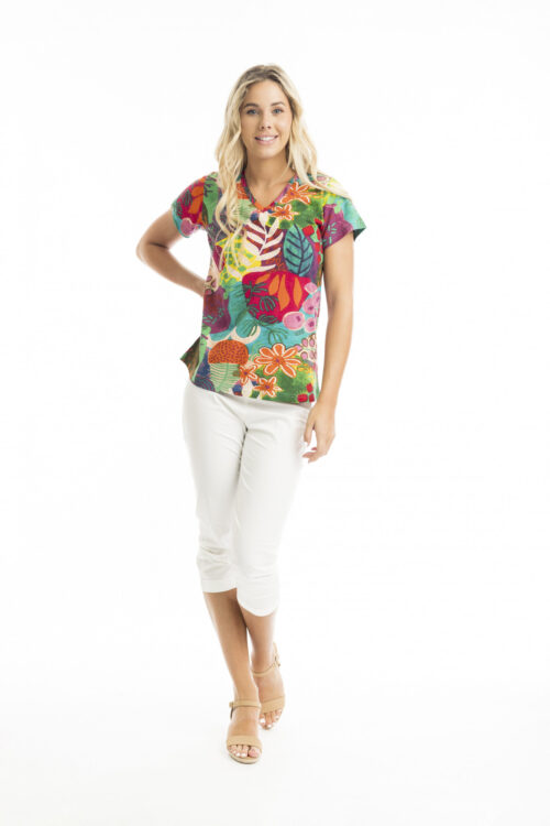 Orientique - V neck T-Shirt (Fun Print), Front.